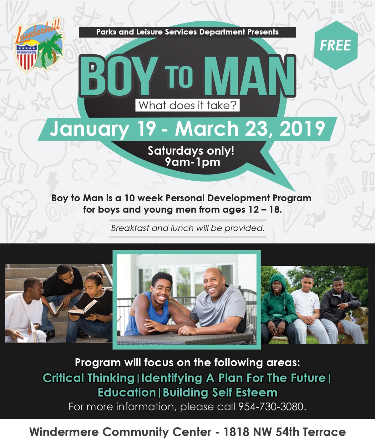 Boy to Man Program - January 19 to March 23, 2019 - Saturdays only! 9am to 1pm