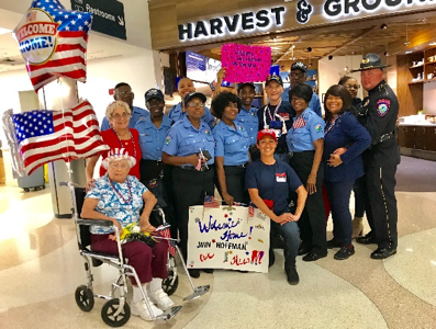 Seventy-five(75) WWII, Korean and Vietnam War Veterans greeted by COP members at FLL Airport 