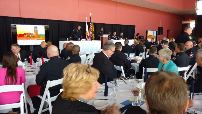 Chief Constance Stanley speaking during her first meeting as the President of the Broward County Chiefs of Police Association 