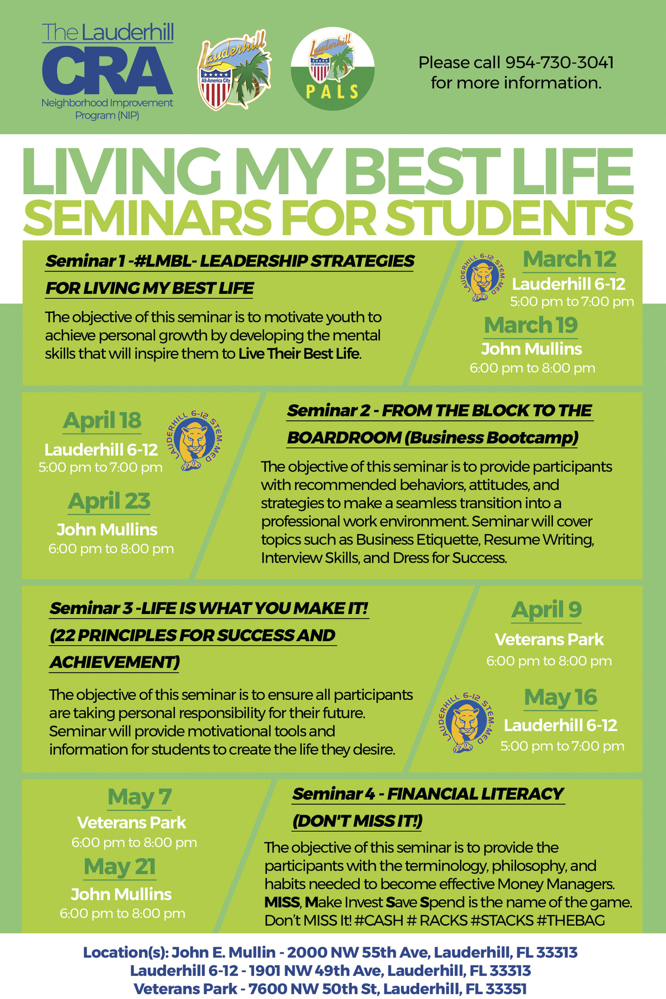 CRA - Living My Best Life Seminars for Students Flyer