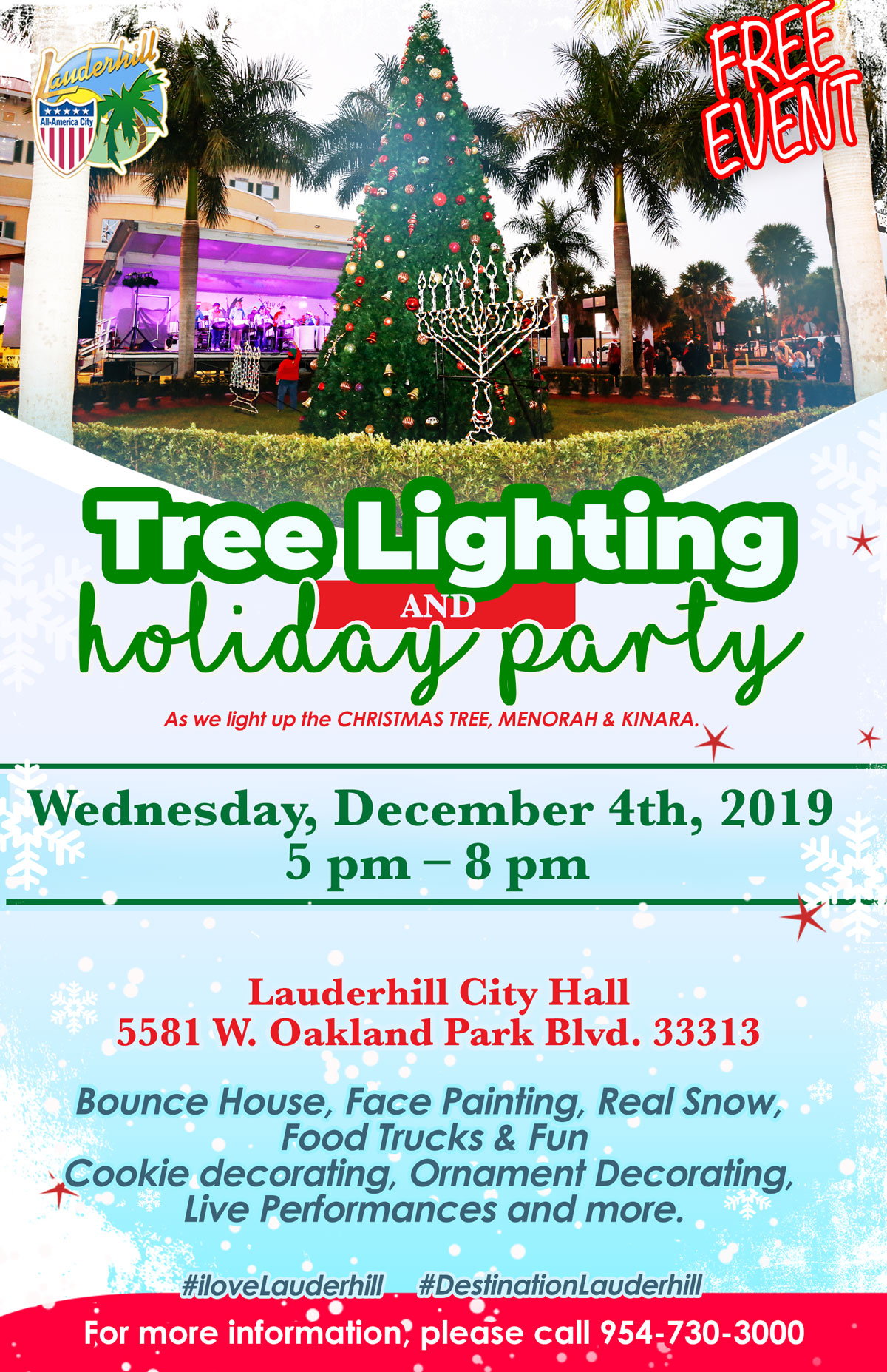 2019 Tree Lighting & Holiday Party - Flyer