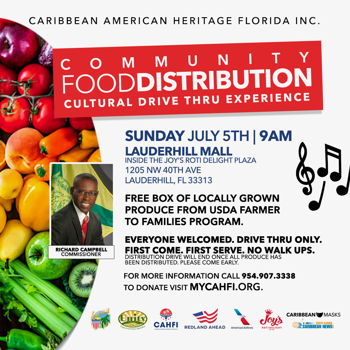 7-5-20 - COVID-19 Drive-Thru Food Distribution - Joy's Roti Event Flyer