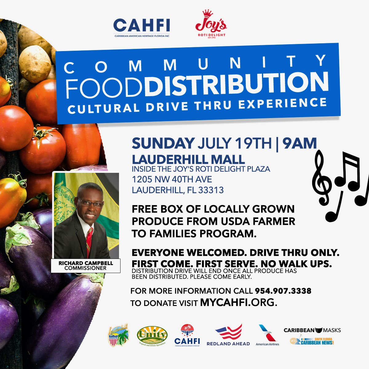 7-19-20 - COVID-19 Drive-Thru Food Distribution - Joy's Roti Event Flyer