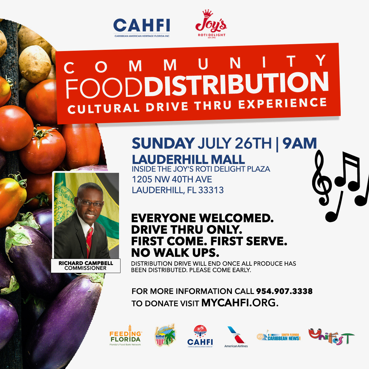 7-26-20 - COVID-19 Drive-Thru Food Distribution - Joy's Roti Event Flyer