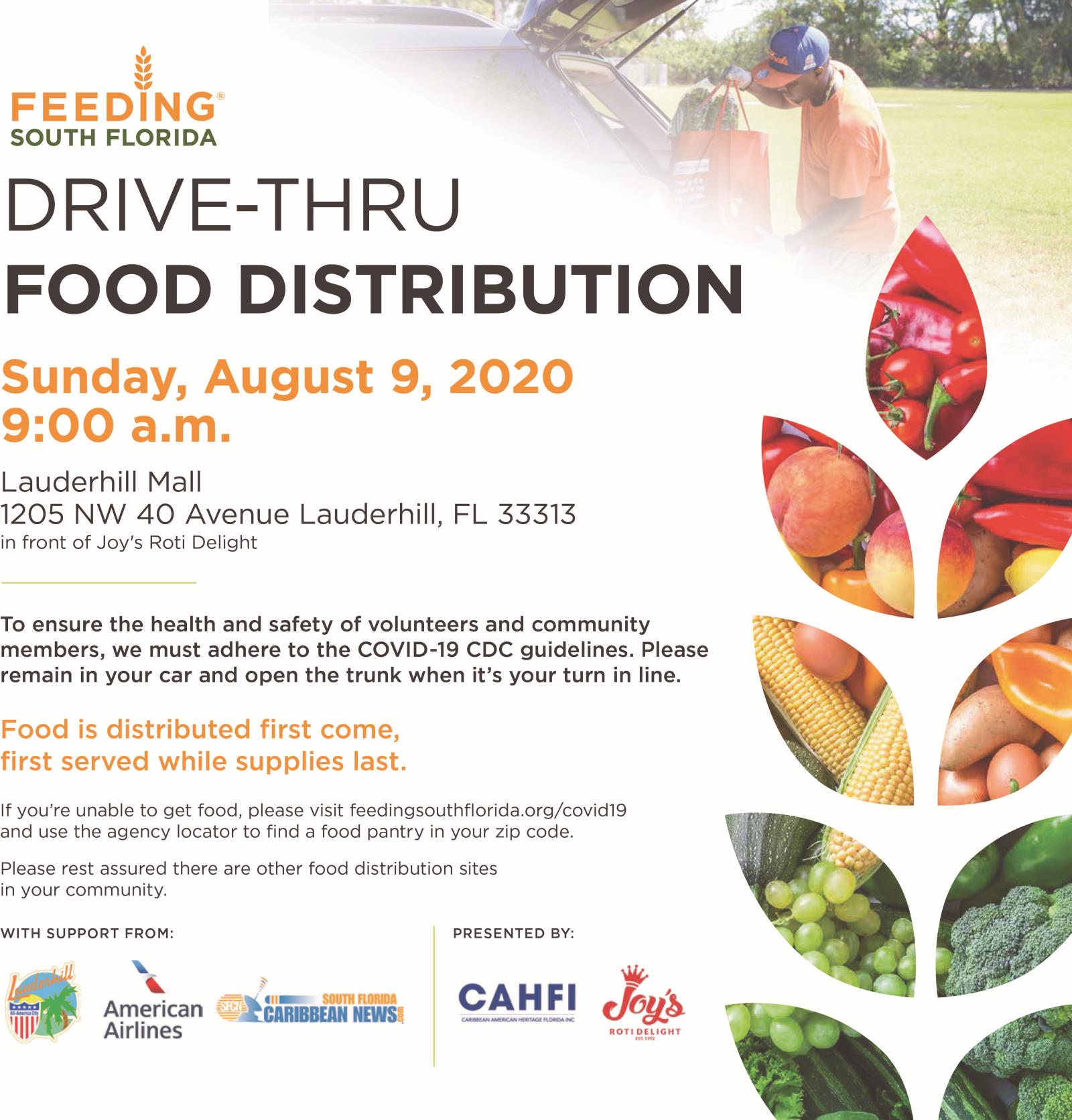 8-9-20 - COVID-19 Drive-Thru Food Distribution - Joy's Roti Event Flyer