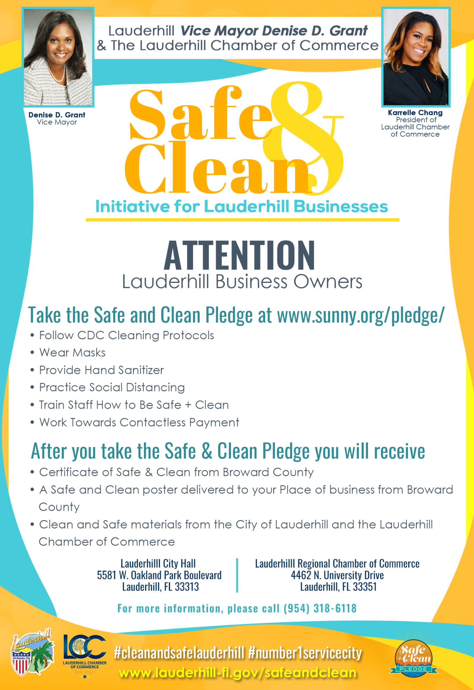 Safe & Clean - Initiative for Lauderhill Businesses - Flyer