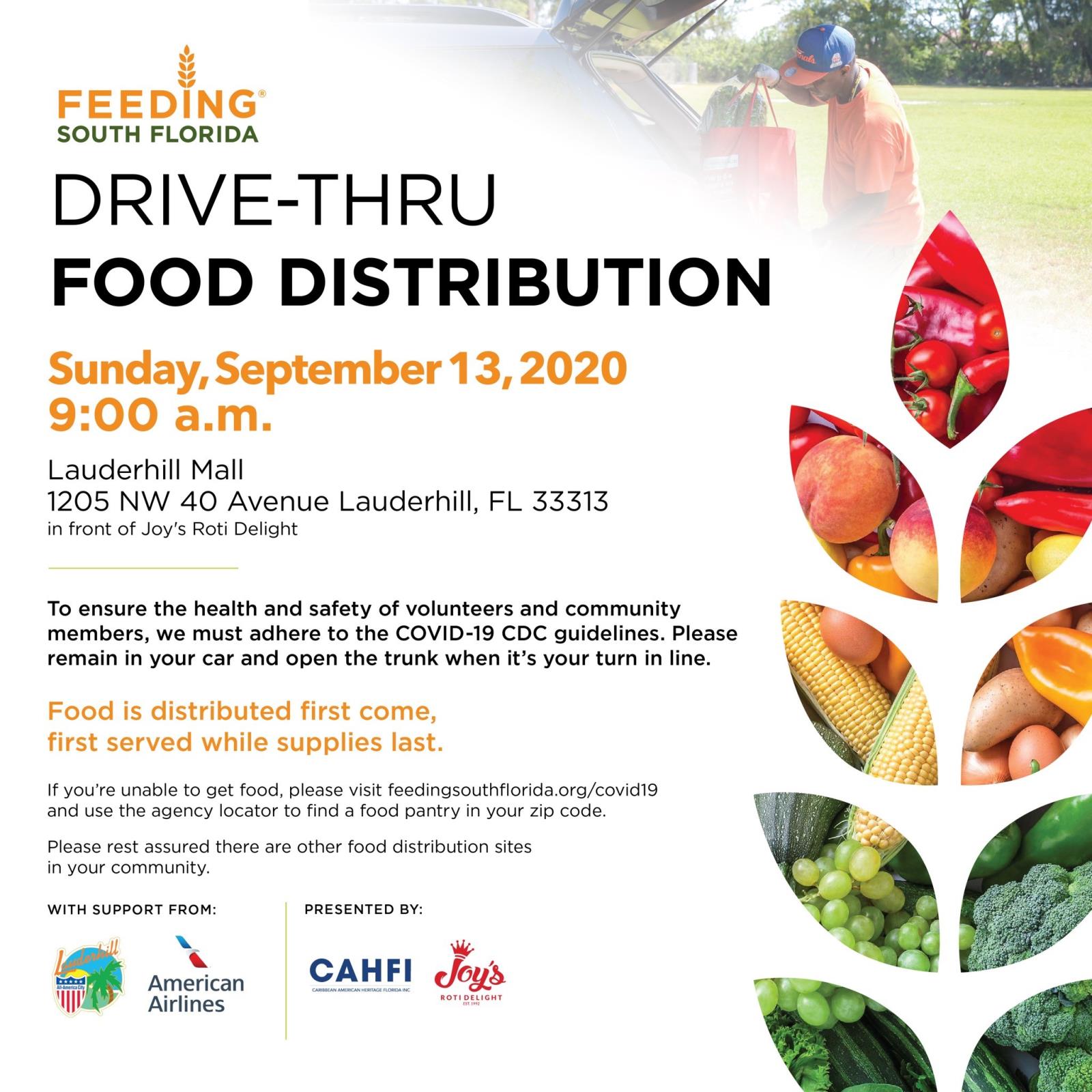 9-13-20 - COVID-19 Drive-Thru Food Distribution - Joy's Roti Event Flyer