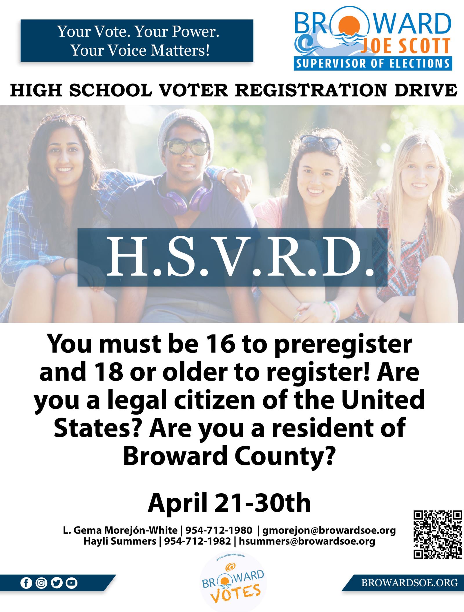 Broward SOE - High School Voter Registration Drive - Flyer