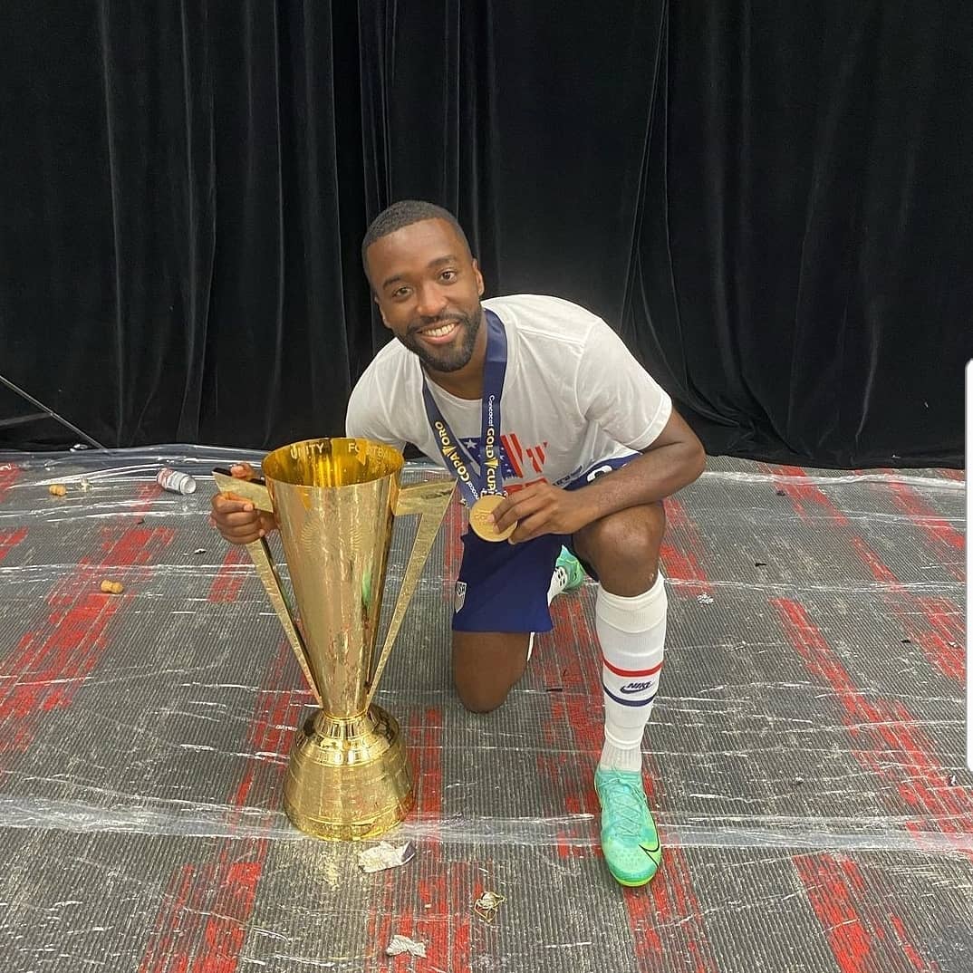 Shaq Moore with CONCACAF Gold Cup Trophy & Medal