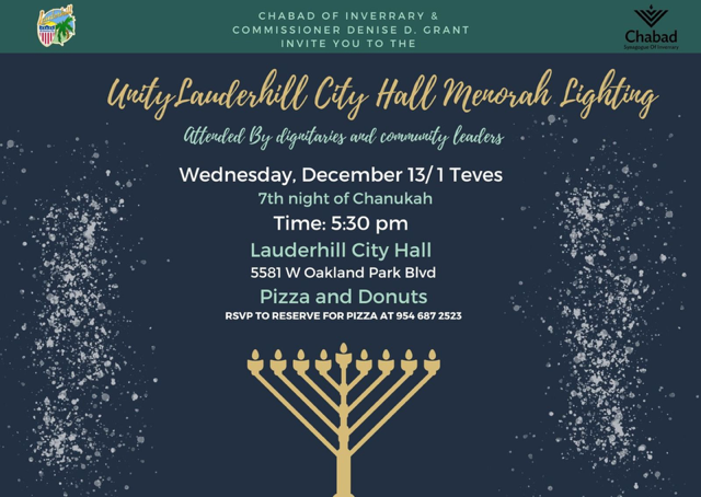 12-13-23 - Unity Lauderhill City Hall Menorah Lighting - Flyer