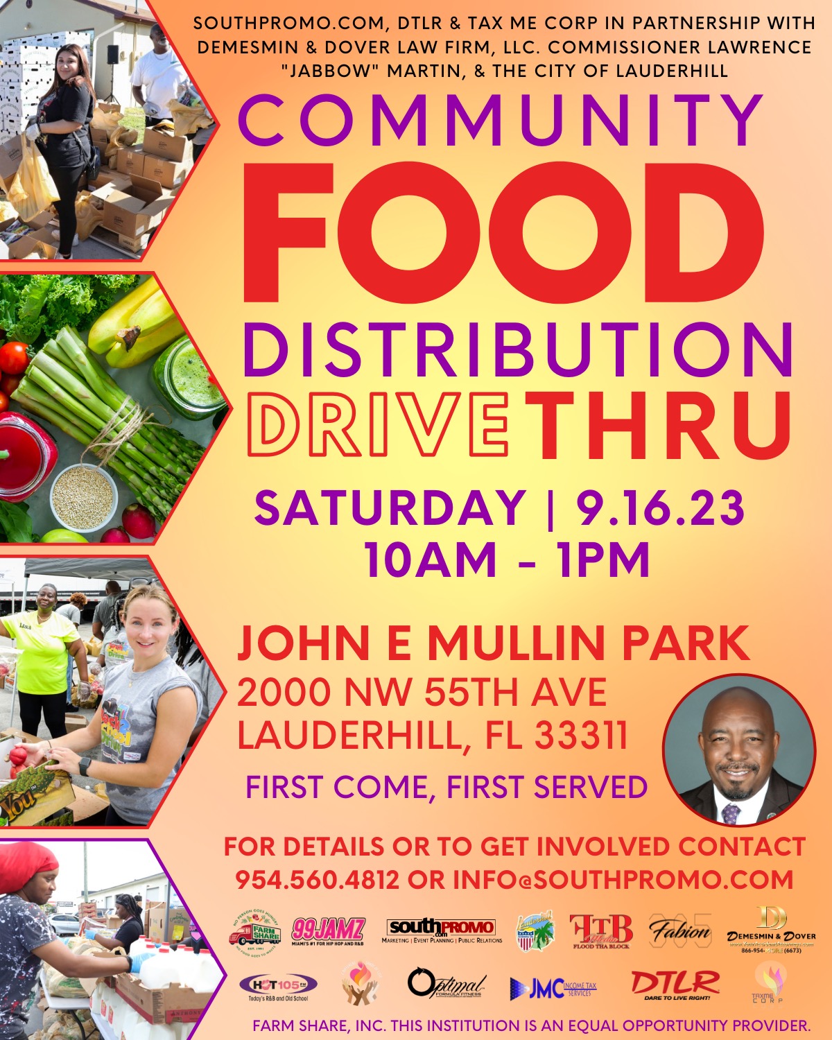 9-16-23 - Food Distribution at John Mullin Park - Commissioner Jabbow & Southpromo.com - Flyer